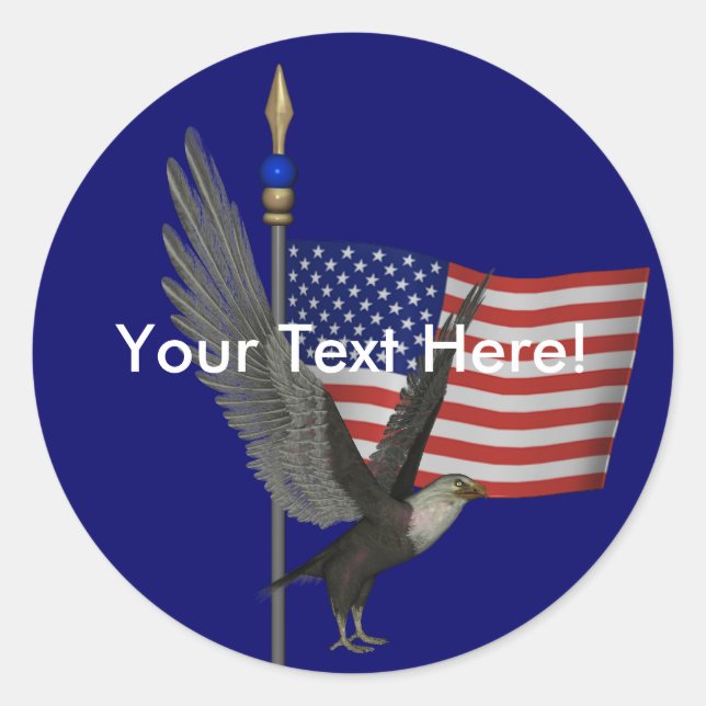 Bald Eagle US-Flaggenaufkleber Runder Aufkleber (Vorderseite)