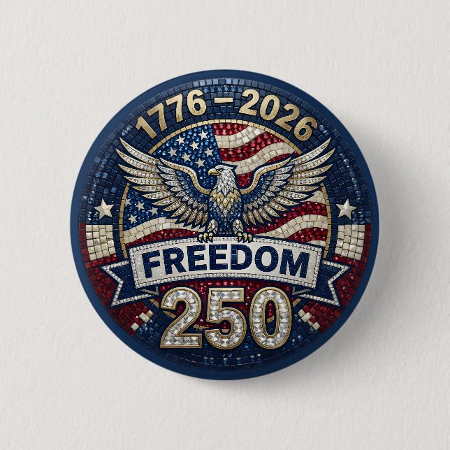 Bald Eagle USA 250 Patriotic Flag Rhinestone  Button (Vorderseite)