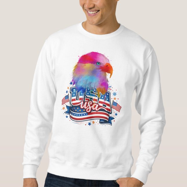 Bald Eagle USA, American Flag Patriotic  Sweatshirt (Vorderseite)