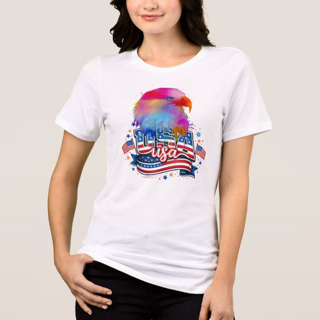 Bald Eagle USA, American Flag Patriotic  Tri-Blend Shirt (Vorderseite)