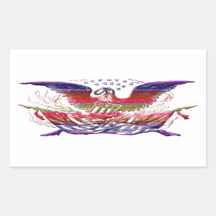 Bald Eagle USA Flag Americana Patriotic Art Rechteckiger Aufkleber