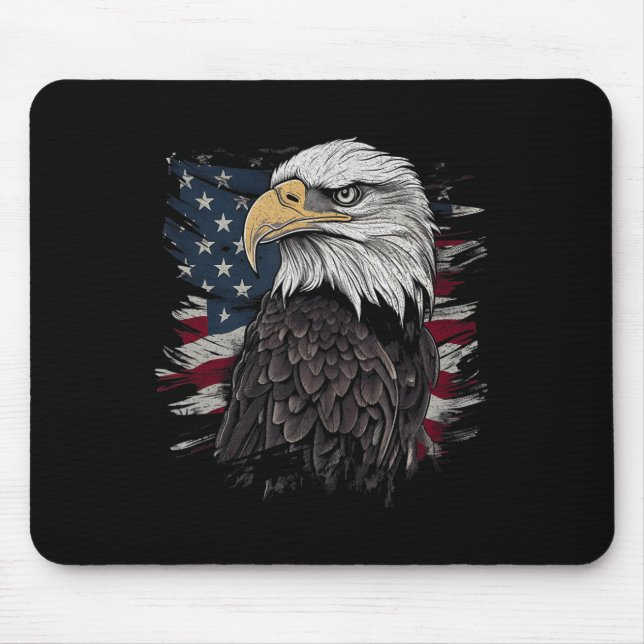 Bald Eagle USA Flag Patriotic Graphics Men Mousepad (Vorne)