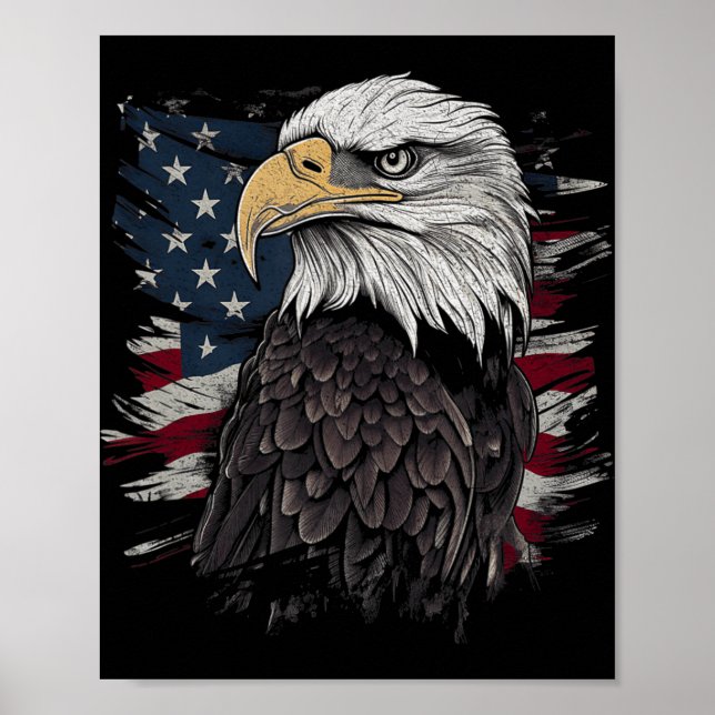 Bald Eagle USA Flag Patriotic Graphics Men Poster (Vorne)