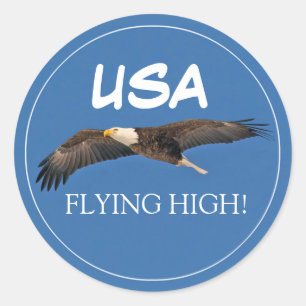 Bald Eagle-USA Flying High Runder Aufkleber