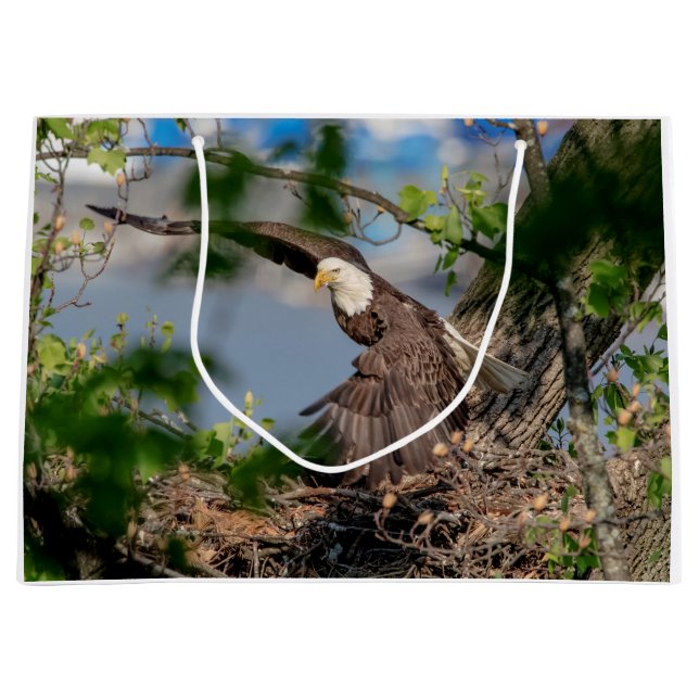 Bald Eagle verlassend Nest Große Geschenktüte (Vorderseite)