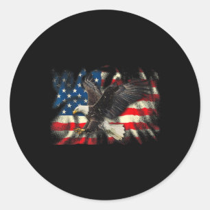 Bald Eagle Vintag American Flag Patriotic Usa 4. Runder Aufkleber