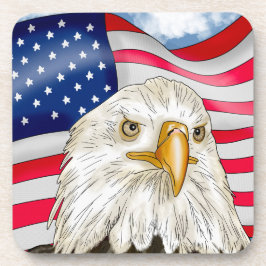 Bald Eagle vor der amerikanischen Flagge Patriotis Getränkeuntersetzer