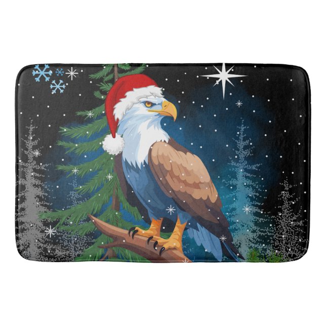 Bald Eagle Webereien Weihnachtsmannmütze Winterurl Badematte (Vorderseite)