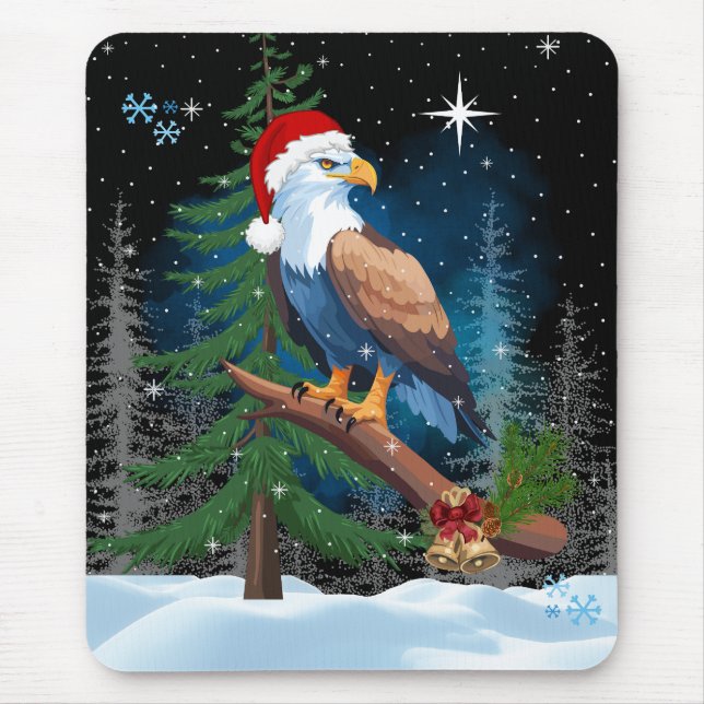 Bald Eagle Webereien Weihnachtsmannmütze Winterurl Mousepad (Vorne)