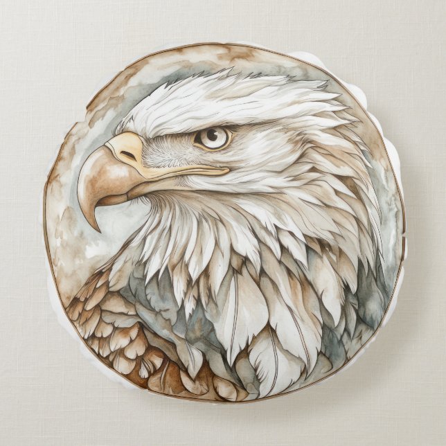 Bald Eagle Wild Tame und Zeitlose Sammlung Rundes Kissen (Vorderseite)