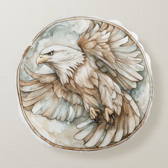 Bald Eagle Wild Tame und Zeitlose Sammlung Rundes Kissen (Vorderseite)