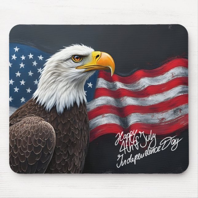 Bald Eagle with American Flag 4th of July Art Mousepad (Vorne)