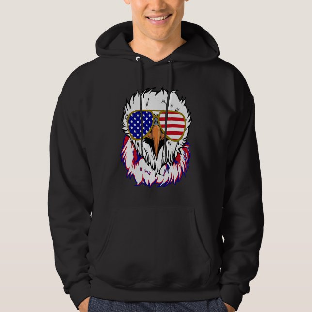 Bald Eagle with Mullet 4th of July American Flag Hoodie (Vorderseite)