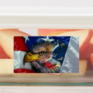 Bald Eagle Wolf American Flag Etiketten