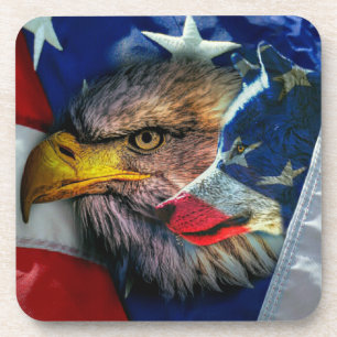 Bald Eagle Wolf American Flag Getränkeuntersetzer