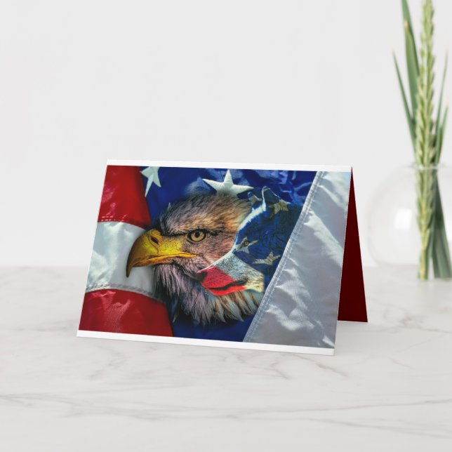 Bald Eagle Wolf American Flag Karte (Vorderseite)