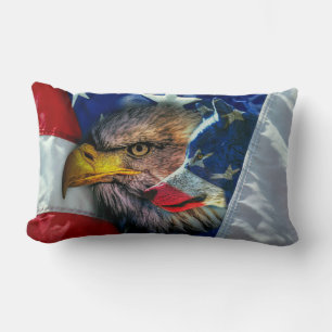 Bald Eagle Wolf American Flag Lendenkissen
