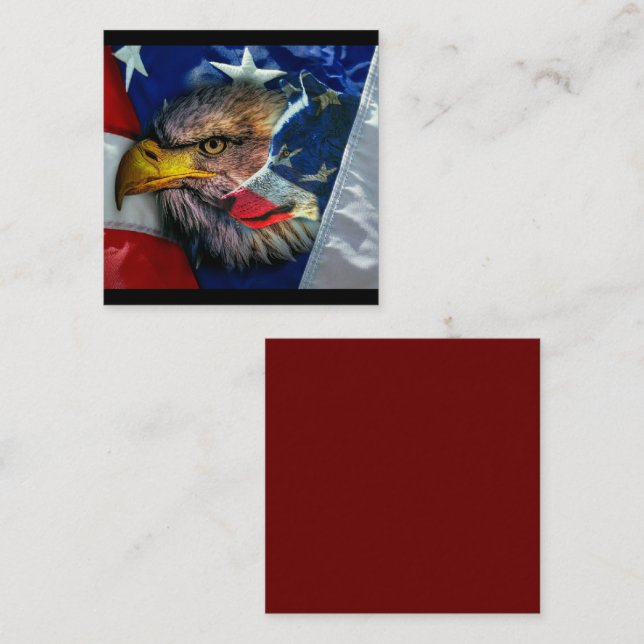 Bald Eagle Wolf American Flag Mitteilungskarte (Vorne/Hinten)