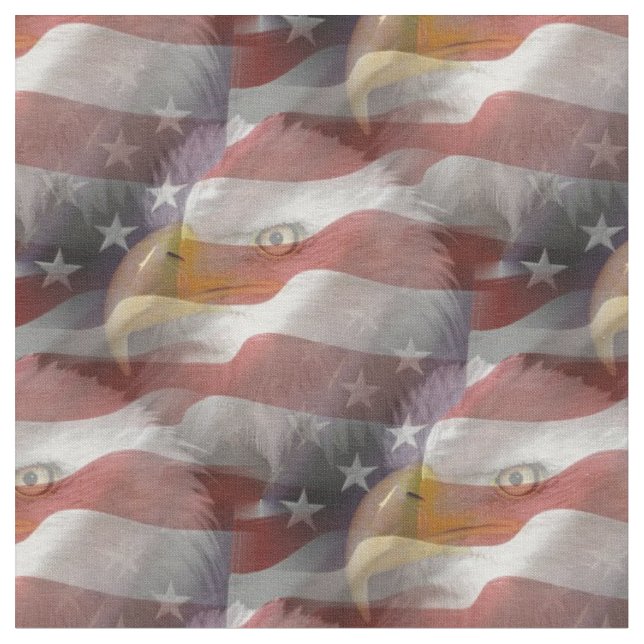 Bald Eagles & American Flags Patriotic Collage Stoff (Nahaufnahme)