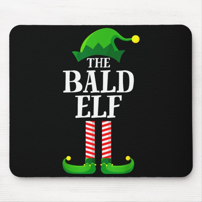 Bald Elf Matching Family Group Christmas Party Pyj Mousepad (Vorne)