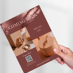 Bald erscheinende Fotos Geschäft Promo QR Code Flyer