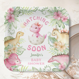 Bald erscheinendes Dino-Mädchen-Dinosaurier-Baby-S Pappteller