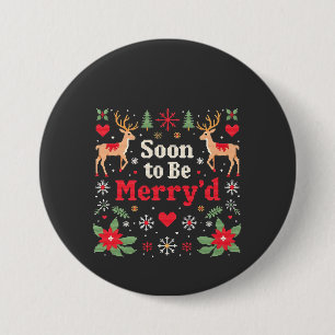Bald fröhlich verheiratete lustige Weihnachtspaare Button