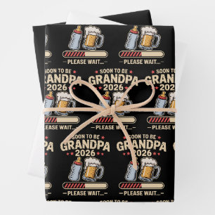 Bald Großvater Est 2026 Babyankündigung Geschenkpapier Set