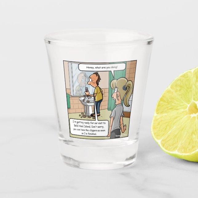 Bald Head Island Funny Shot Glass Schnapsglas (Vorderseite)