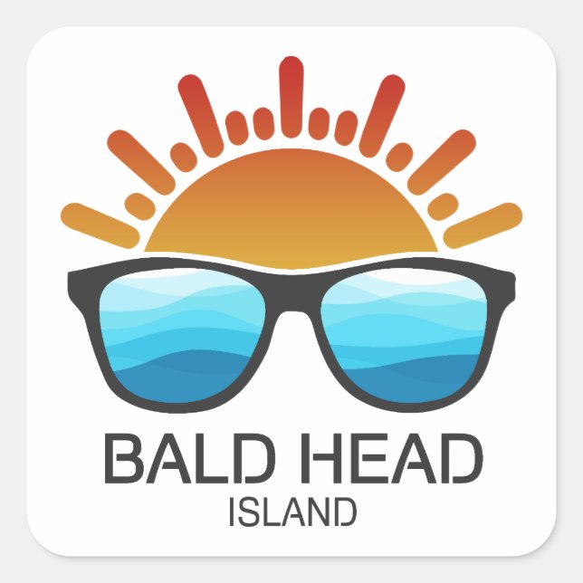 Bald Head Island North Carolina Sonnenbrille Quadratischer Aufkleber (Vorderseite)