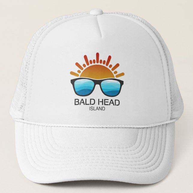 Bald Head Island North Carolina Sonnenbrille Truckerkappe (Vorderseite)