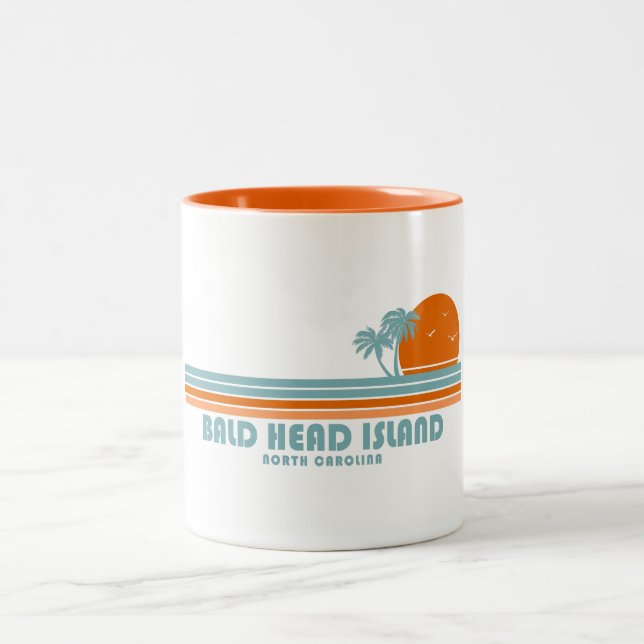 Bald Head Island North Carolina Sun Palm Trees Zweifarbige Tasse (Mittel)