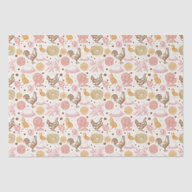 Bald hühnerflorales Muster Seidenpapier (Vorderseite)