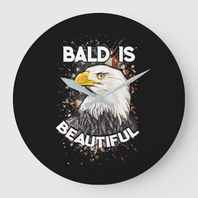 Bald Is Beautiful Patriotic American Eagle Gift Große Wanduhr (Vorderseite)