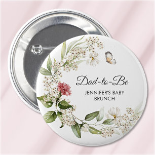 Bald-ist-Papa Rosa Nelken Mädchen Baby-Party/Brunc Button