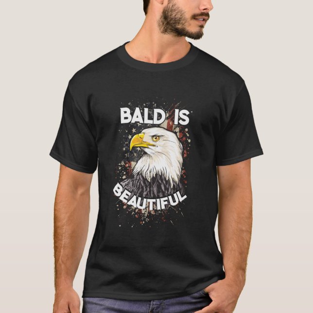 Bald ist schön Bald Eagle Patriotic American T-Shirt (Vorderseite)