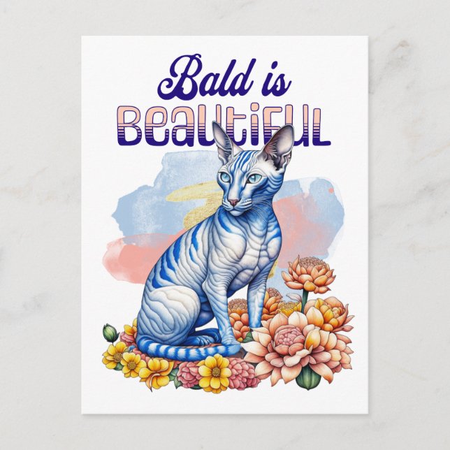 Bald ist schön | Haarlose Katze Postkarte (Vorderseite)