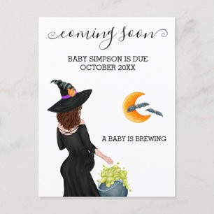 Bald kommt Schwangerschaftsankündigung Hexe Hallow Postkarte