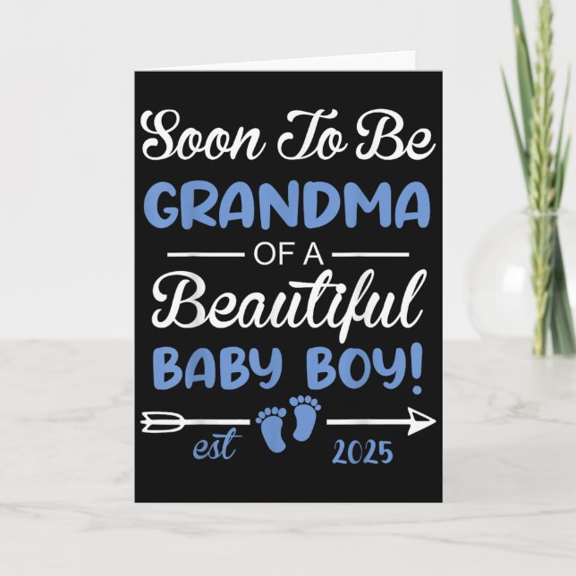 Bald Oma eines wunderschönen Babyjungen Reveal  Karte (Vorderseite)