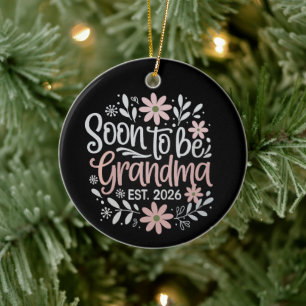Bald Oma est 2026 Schwangerschaftsankündigung Keramik Ornament