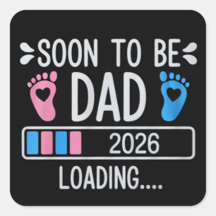 Bald Papa 2026 Schwangerschaftsankündigung wird ge Quadratischer Aufkleber