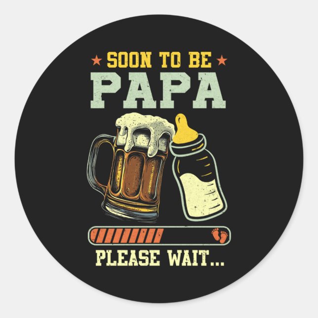 Bald Papa Est 2025 Schwangerschaftsankündigung Lo Runder Aufkleber (Vorderseite)