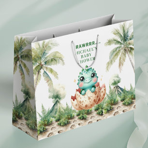Bald Schlüpfend Blaues Dino Baby Shower Geschenktü Große Geschenktüte