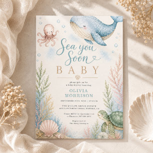 Bald sehen wir Dich wieder Baby Ozean-Baby-Party Einladung