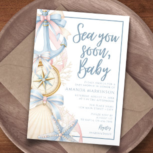 Bald sehen wir uns, Baby. Coastal Preppy Babyparty Einladung