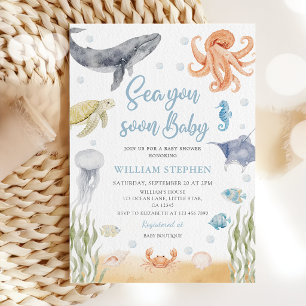Bald sehen wir uns, Baby Ozean-Tiere Baby Shower Einladung