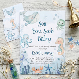 Bald sehen wir uns Baby Shower Ozean Tiere Baby Sh Einladung