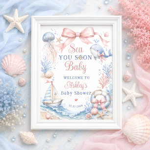 Bald sehen wir uns, Mädchen Baby Baby Shower Willk Poster