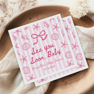 Bald sehen wir uns rosa Muschel Strand Baby Shower Serviette