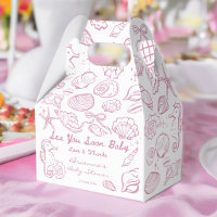 Bald sehen wir uns rosa Muscheln Strand Baby-Party
